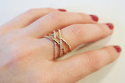 Diamond Double Cross Ring