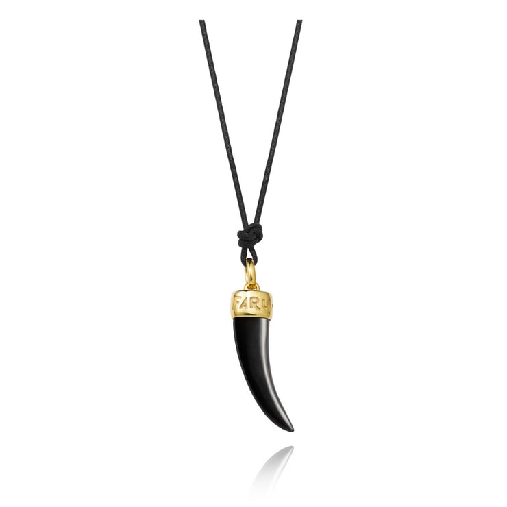 Faru Large Horn Pendant on Leather