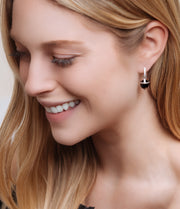 Signature Onyx White Gold Orb Charm Earrings