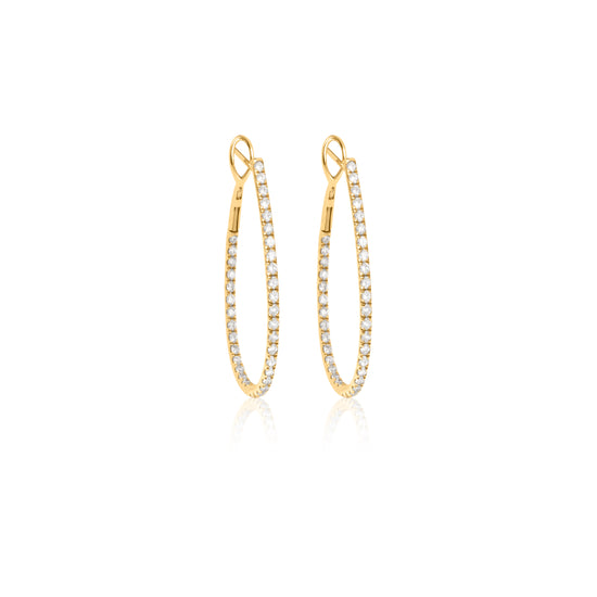 Thin Diamond Hoop Earrings