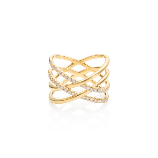 Diamond Double Cross Ring