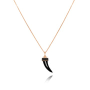 Faru Horn Pendant with Black Diamonds