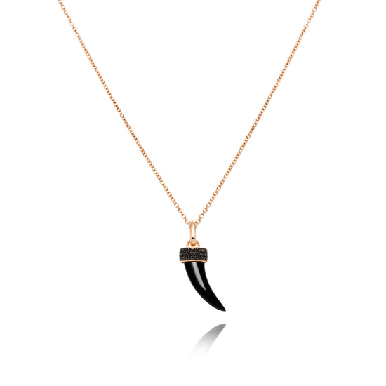 Faru Horn Pendant with Black Diamonds