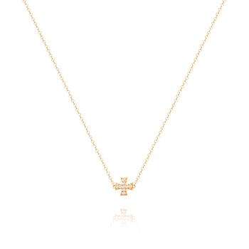 Diamond Maltese Cross Bead Necklace