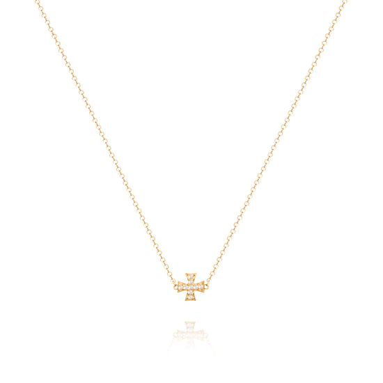 Diamond Maltese Cross Bead Necklace