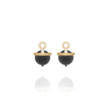 Yellow Gold Black Onyx Orb Earring Charms