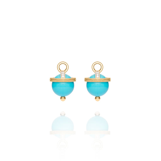 Yellow Gold Turquoise Orb Earring Charms