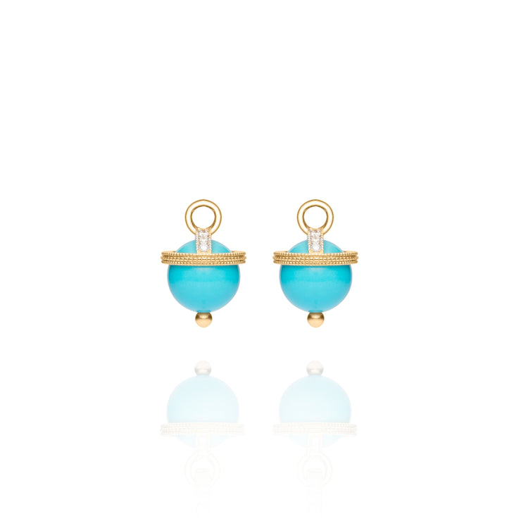 Yellow Gold Turquoise Orb Earring Charms