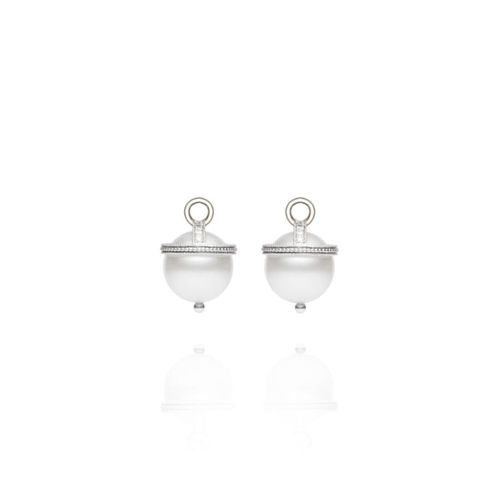 White Gold South Sea Pearl Orb Earring Charms