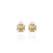 Diamond Maltese Cross Yellow Gold Earring Charms