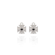 Diamond Maltese Cross White Gold Earring Charms