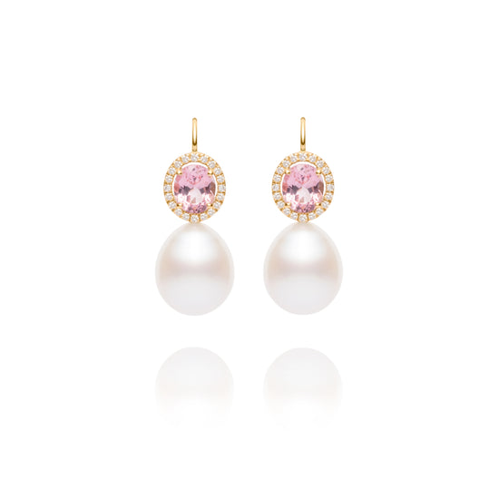 Pink Spinel Pearl Earrings
