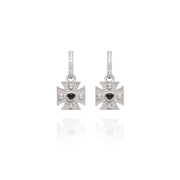 Diamond Maltese Cross White Gold Earring Charms