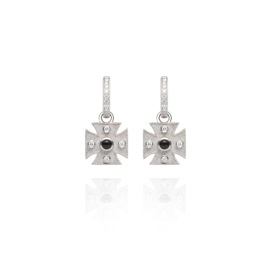Signature Onyx Maltese Cross Charm Earrings