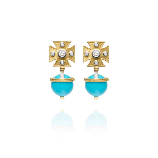 Signature Turquoise Maltese Cross Earrings