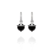 Signature Onyx White Gold Orb Charm Earrings