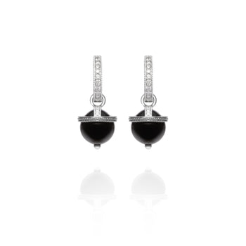 Signature Onyx White Gold Orb Charm Earrings