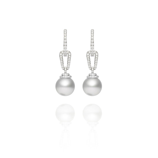 Signature South Sea and Diamond Link Earrings