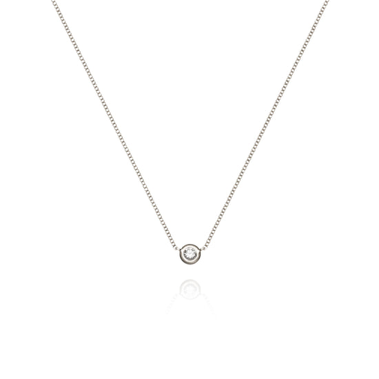 White Solitaire Diamond Necklace
