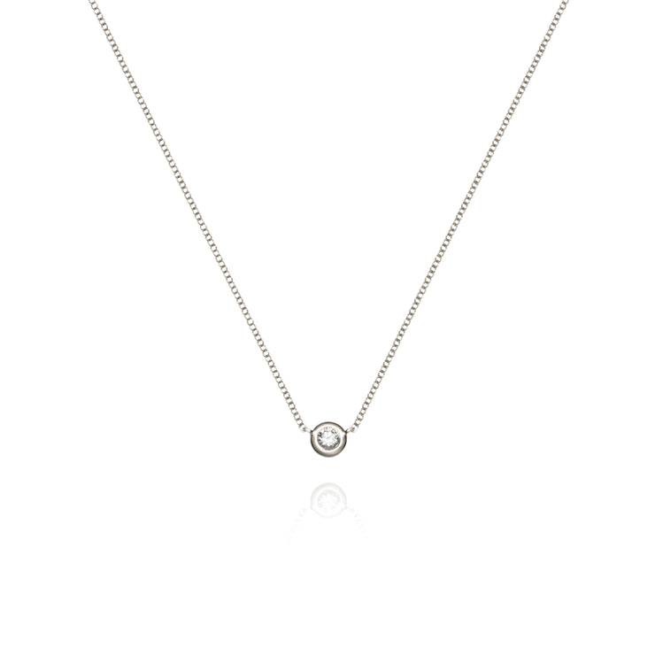 White Solitaire Diamond Necklace