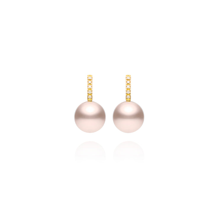 Shop Yellow Gold Diamond Pearl Stick Earrings | Carbon & Hyde