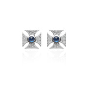 Signature Sapphire Maltese Cross Studs