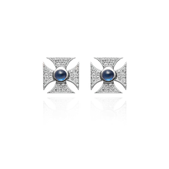 Signature Sapphire Maltese Cross Studs