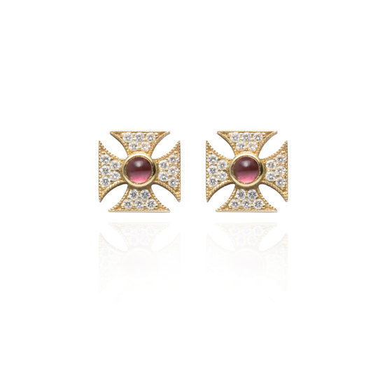 Signature Tourmaline Maltese Cross Studs