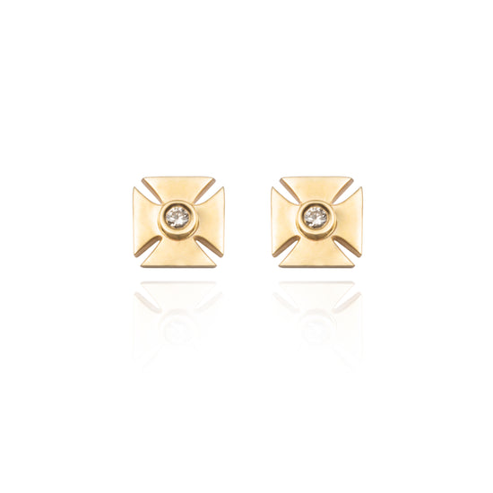 Signature Petite Maltese Cross Stud Earrings