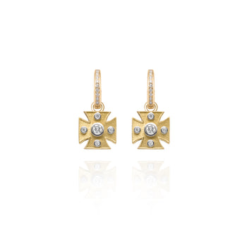 Signature Yellow Maltese Cross Charm Earrings