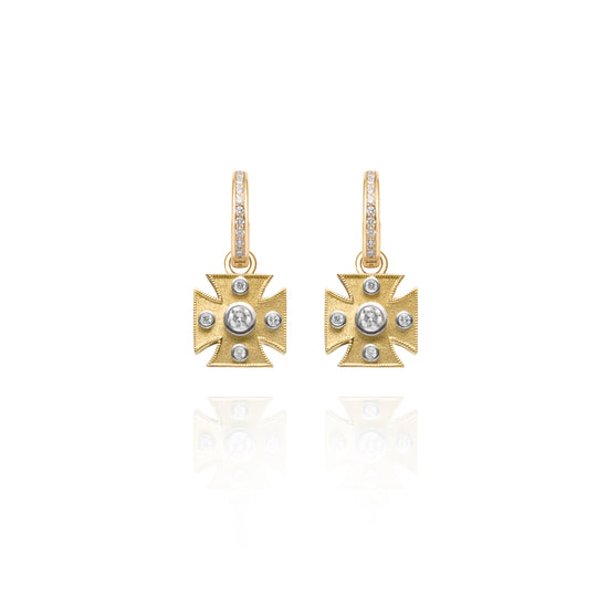 Signature Yellow Maltese Cross Charm Earrings