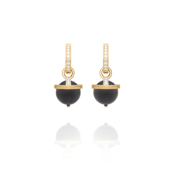 Signature Onyx Yellow Gold Orb Charm Earrings