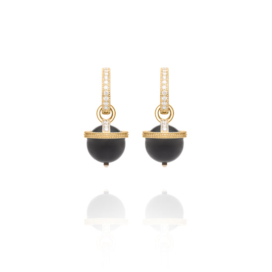 Signature Onyx Yellow Gold Orb Charm Earrings